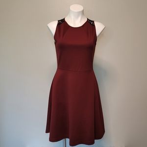 Mossimo Maroon Dress Sleeveless Black Lace Detail Small